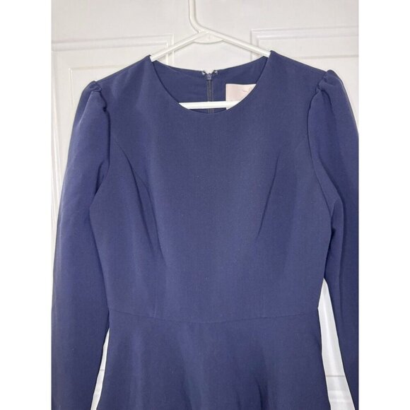 NWT GAL MEETS GLAM Celeste Blue Fit Flare Dress Long Sleeve Career Party Prep 6 - Picture 5 of 13